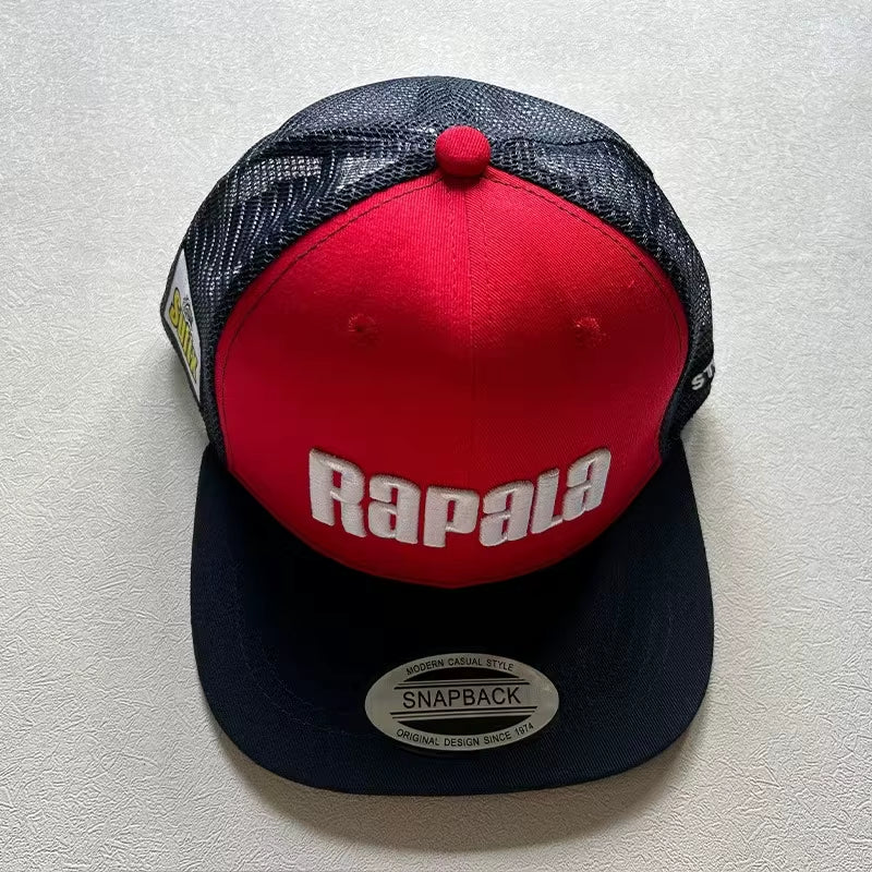 RAPALA Embroidered Fishing Hat Flat Brim Hat Men'S Mesh Back Women'S Adjustable Baseball Fishing Golf Outdoor Hat