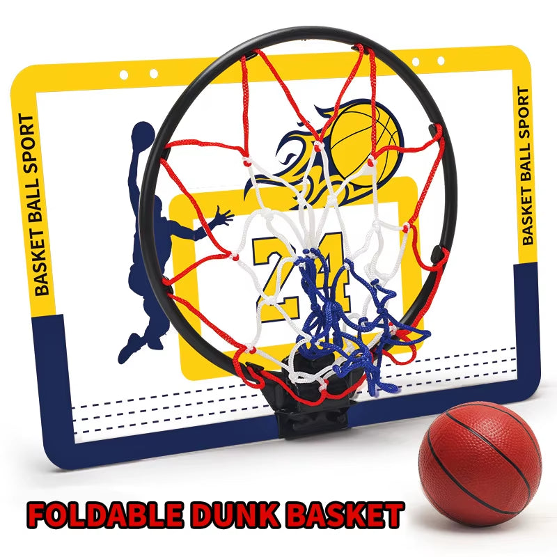 Children'S Wall Mounted Silent Non Porous Foldable Basketball Stand Indoor and Outdoor Activity Basketball Stand with Basketball