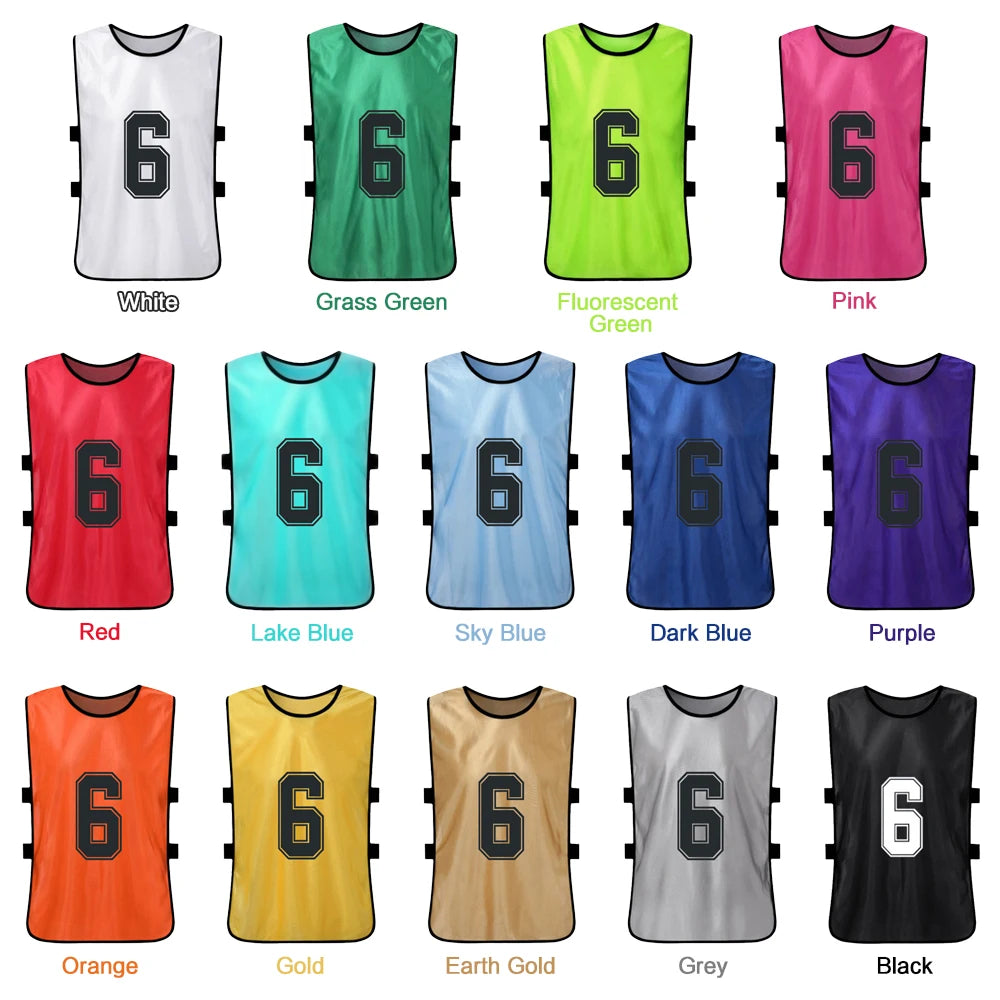 6PCS/2PCS Adults Soccer Pinnies Quick Drying Football Team Jerseys Youth Sports Scrimmage Soccer Team Numbered Bibs Sports Vest