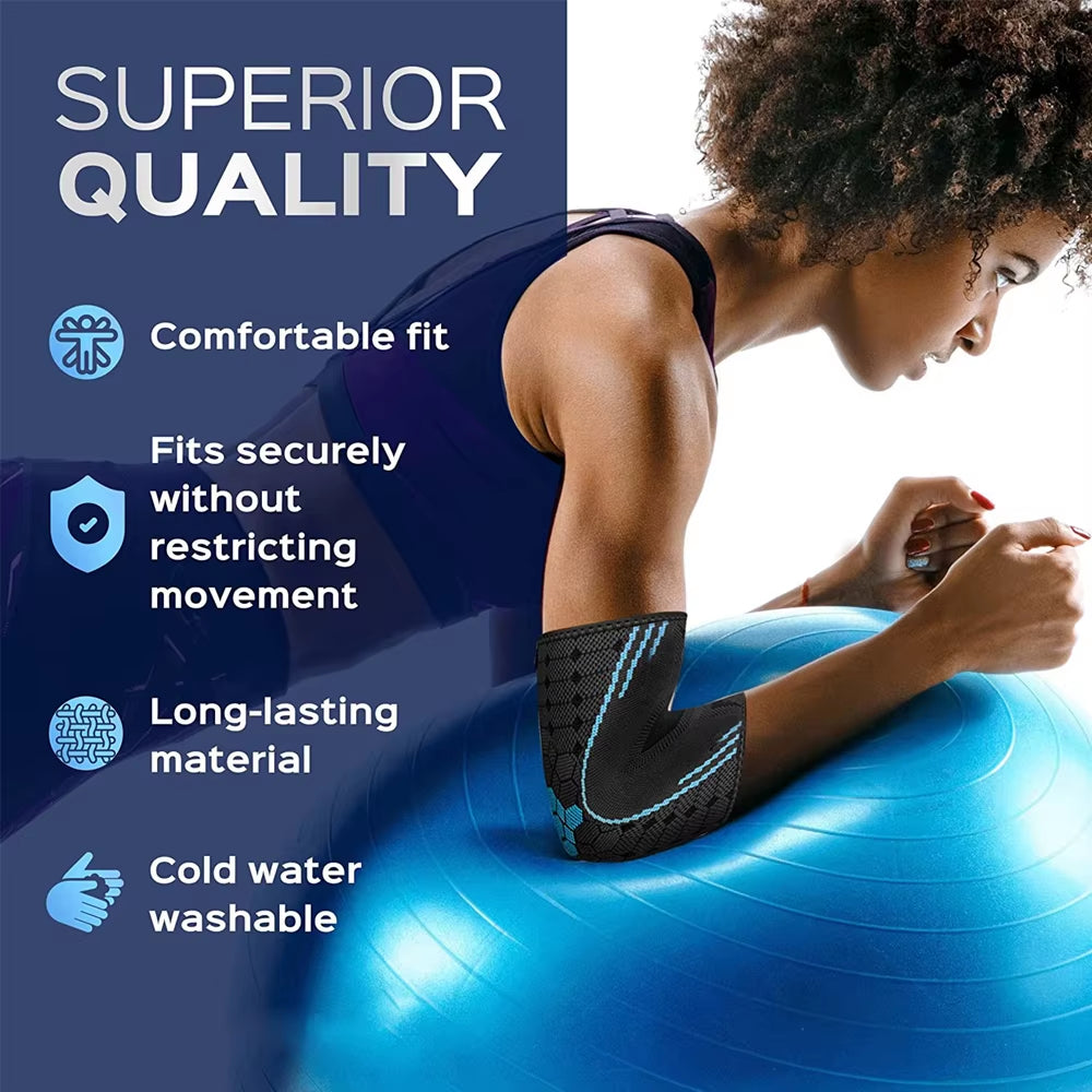 2Pcs Elbow Brace Compression Support Sleeve for Tendonitis,Tennis,Golf Elbow,Weightlifting,Workouts Men and Women Recovery