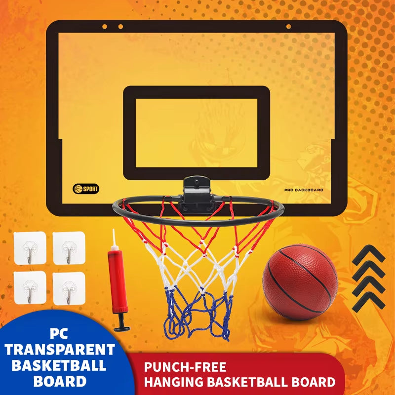 Children'S Wall Mounted Silent Non Porous Foldable Basketball Stand Indoor and Outdoor Activity Basketball Stand with Basketball