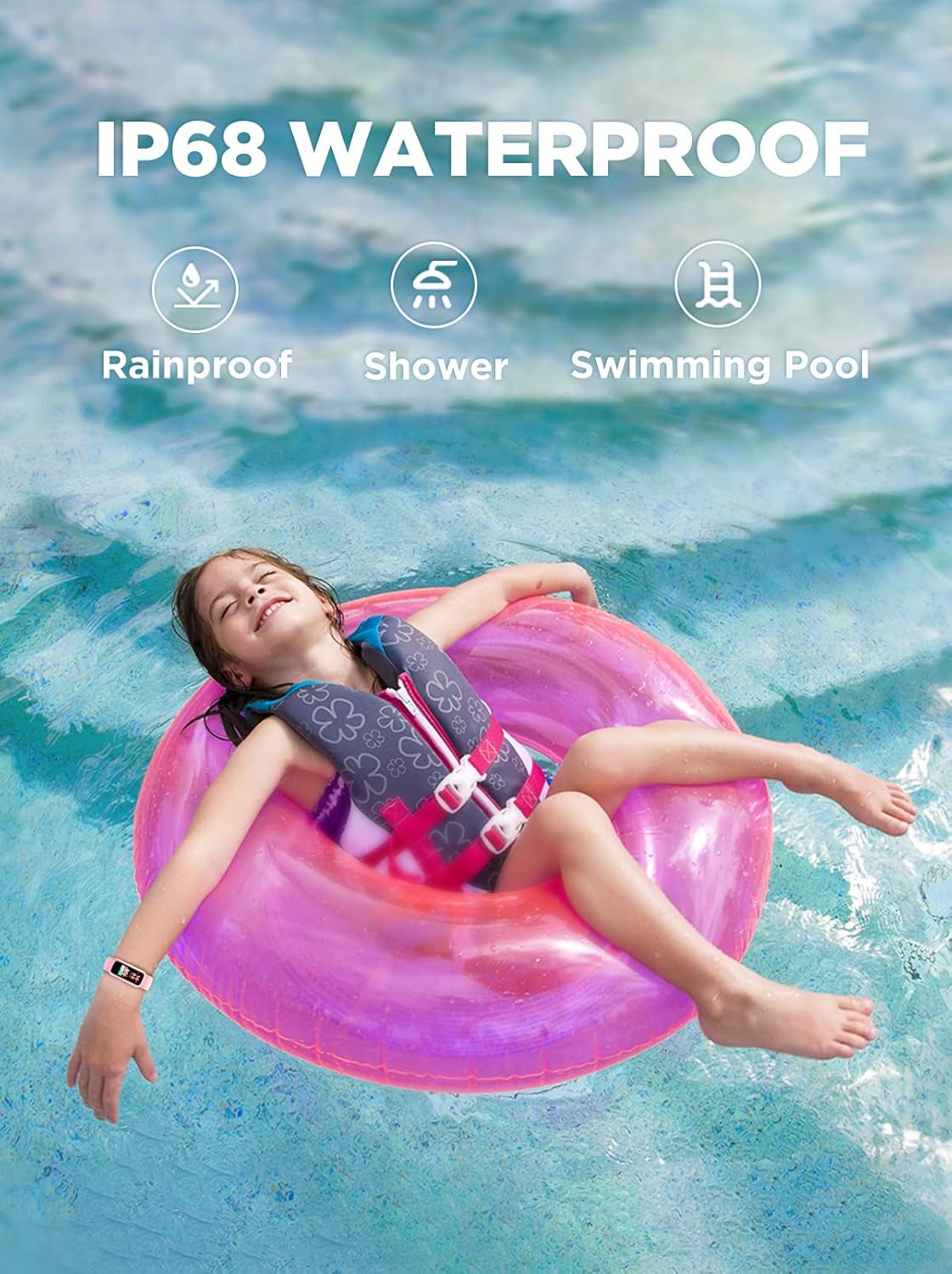 Fitness Tracker Watch for Kids Girls Boys Teens, Activity Tracker, Pedometer, Heart Rate Sleep Monitor, IP68 Waterproof Calorie Step Counter Watch with Alarm Clock, Great Kids Gift