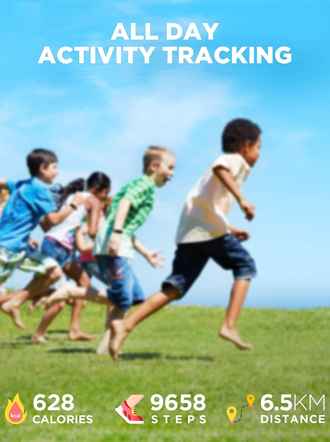 Fitness Tracker Watch for Kids Girls Boys Teens, Activity Tracker, Pedometer, Heart Rate Sleep Monitor, IP68 Waterproof Calorie Step Counter Watch with Alarm Clock, Great Kids Gift