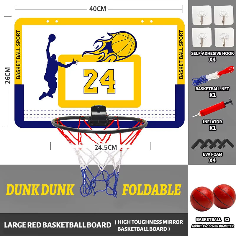 Children'S Wall Mounted Silent Non Porous Foldable Basketball Stand Indoor and Outdoor Activity Basketball Stand with Basketball
