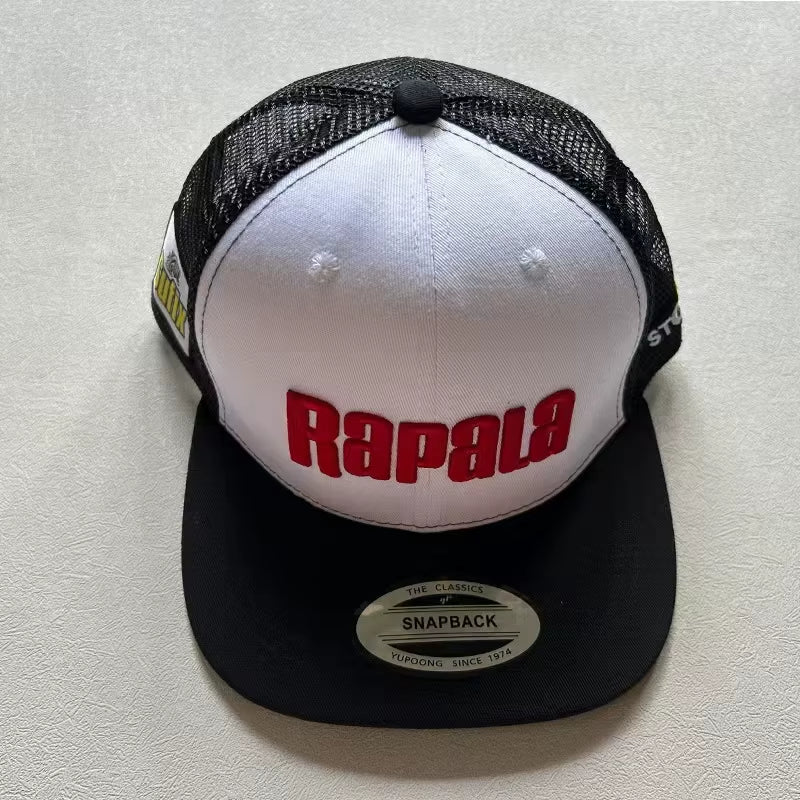 RAPALA Embroidered Fishing Hat Flat Brim Hat Men'S Mesh Back Women'S Adjustable Baseball Fishing Golf Outdoor Hat