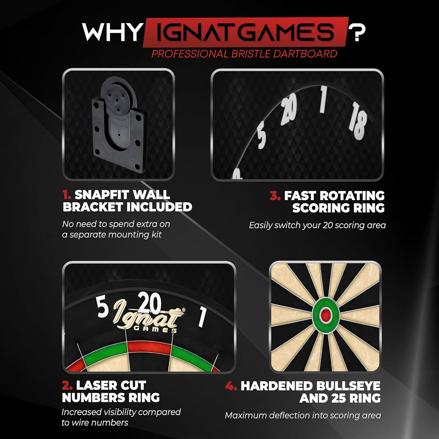 Professional Dart Board Set – Competition-Size Kenyan Sisal Target with Ultra-Thin Spider, 6 Steel Tip Darts, Mounting Kit & Game Accessories