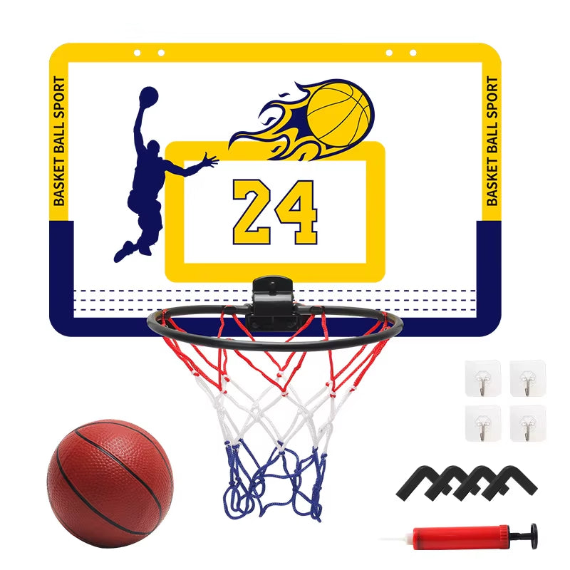 Children'S Wall Mounted Silent Non Porous Foldable Basketball Stand Indoor and Outdoor Activity Basketball Stand with Basketball
