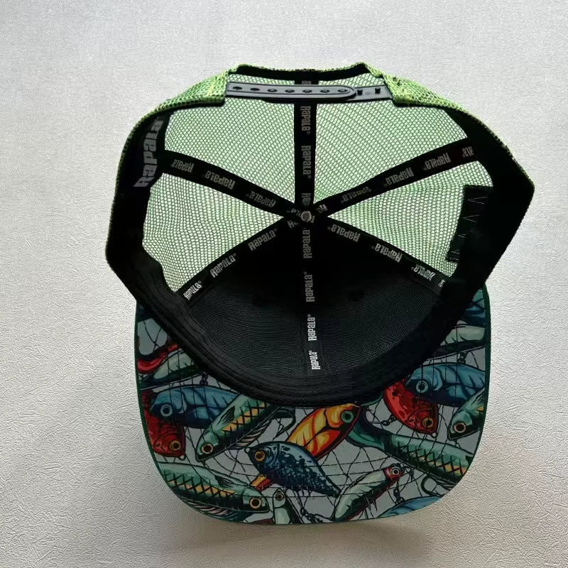 RAPALA Embroidered Fishing Hat Flat Brim Hat Men'S Mesh Back Women'S Adjustable Baseball Fishing Golf Outdoor Hat