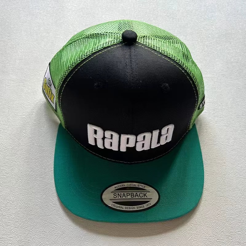 RAPALA Embroidered Fishing Hat Flat Brim Hat Men'S Mesh Back Women'S Adjustable Baseball Fishing Golf Outdoor Hat