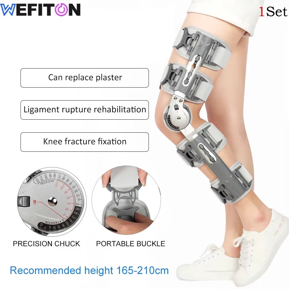 Hinged Knee Brace Set - Post-Surgery ROM Immobilizer & Stabilizer for Injury Recovery - Adjustable Orthopedic Knee Support