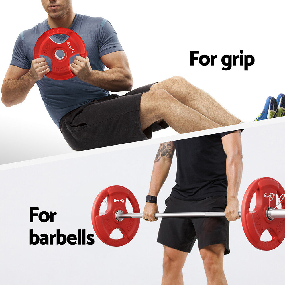 Everfit Weight Plates Olympic 15Kg Dumbbell Barbell Plate Weight Lifting Gym