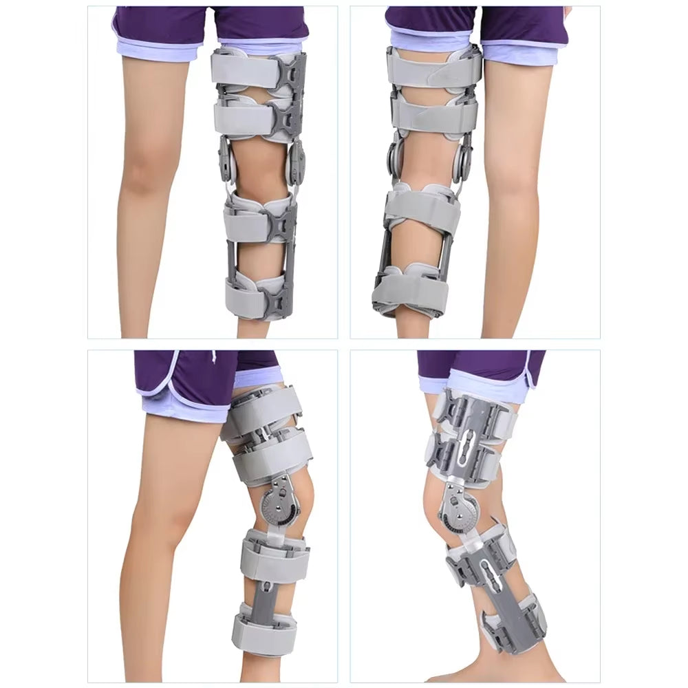 Hinged Knee Brace Set - Post-Surgery ROM Immobilizer & Stabilizer for Injury Recovery - Adjustable Orthopedic Knee Support