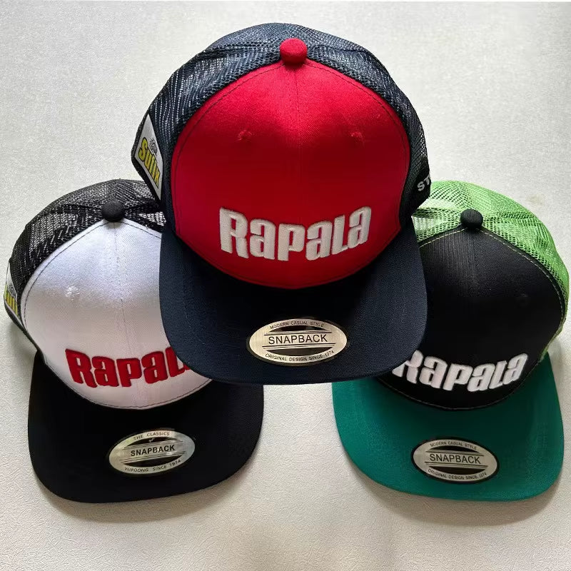 RAPALA Embroidered Fishing Hat Flat Brim Hat Men'S Mesh Back Women'S Adjustable Baseball Fishing Golf Outdoor Hat