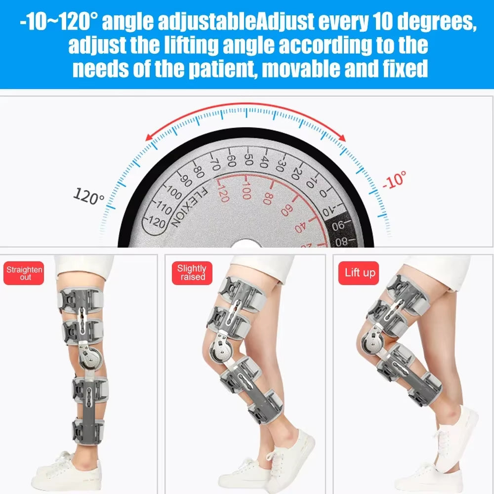 Hinged Knee Brace Set - Post-Surgery ROM Immobilizer & Stabilizer for Injury Recovery - Adjustable Orthopedic Knee Support