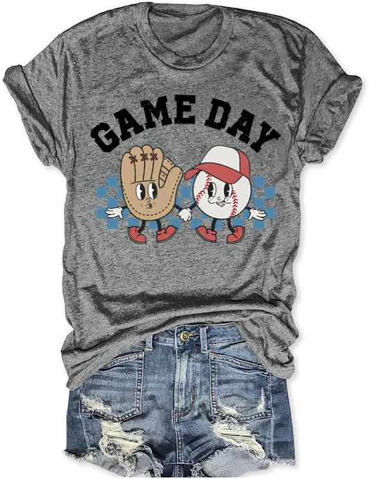Baseball Shirts Women Baseball Mom Tshirt Baseball Game Day Graphic Tee Funny Short Sleeve Tops