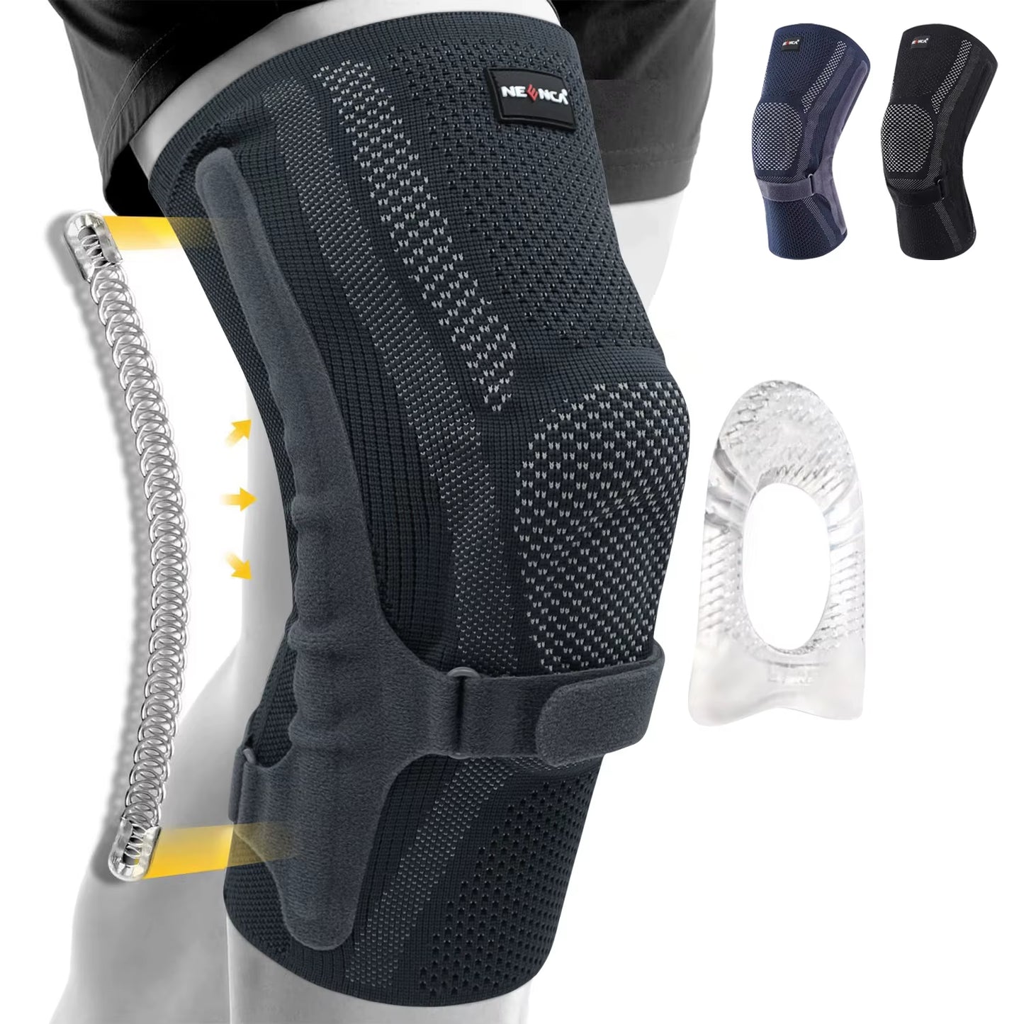Knee Brace with Patella Pad & Side Stabilizers,Knee Compression Sleeve Support for Women and Men ACL/PCL, Running Sports