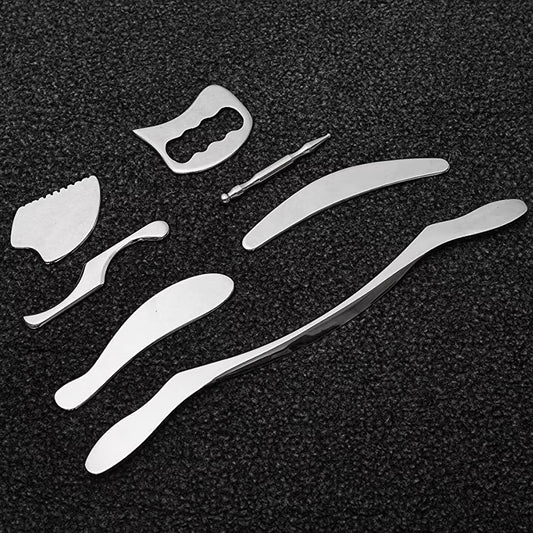 7PCS IASTM Stainless Steel Gua Sha Scraping Tools Muscle Scraper for Soft Tissue Physical Therapy Neck Face Body Massage Tools
